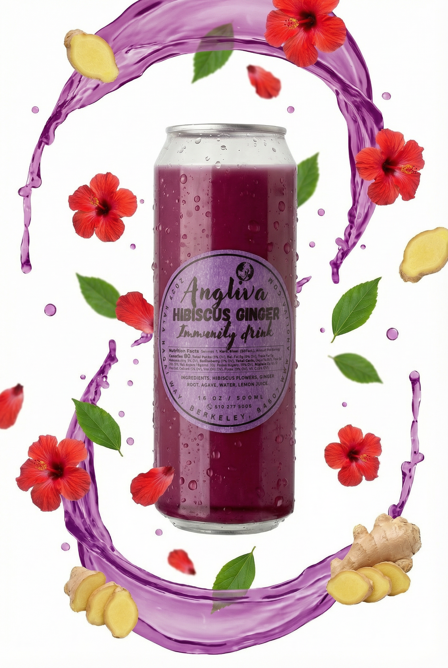 Hibiscus Ginger 16oz – Immunity Boost Herbal Drink